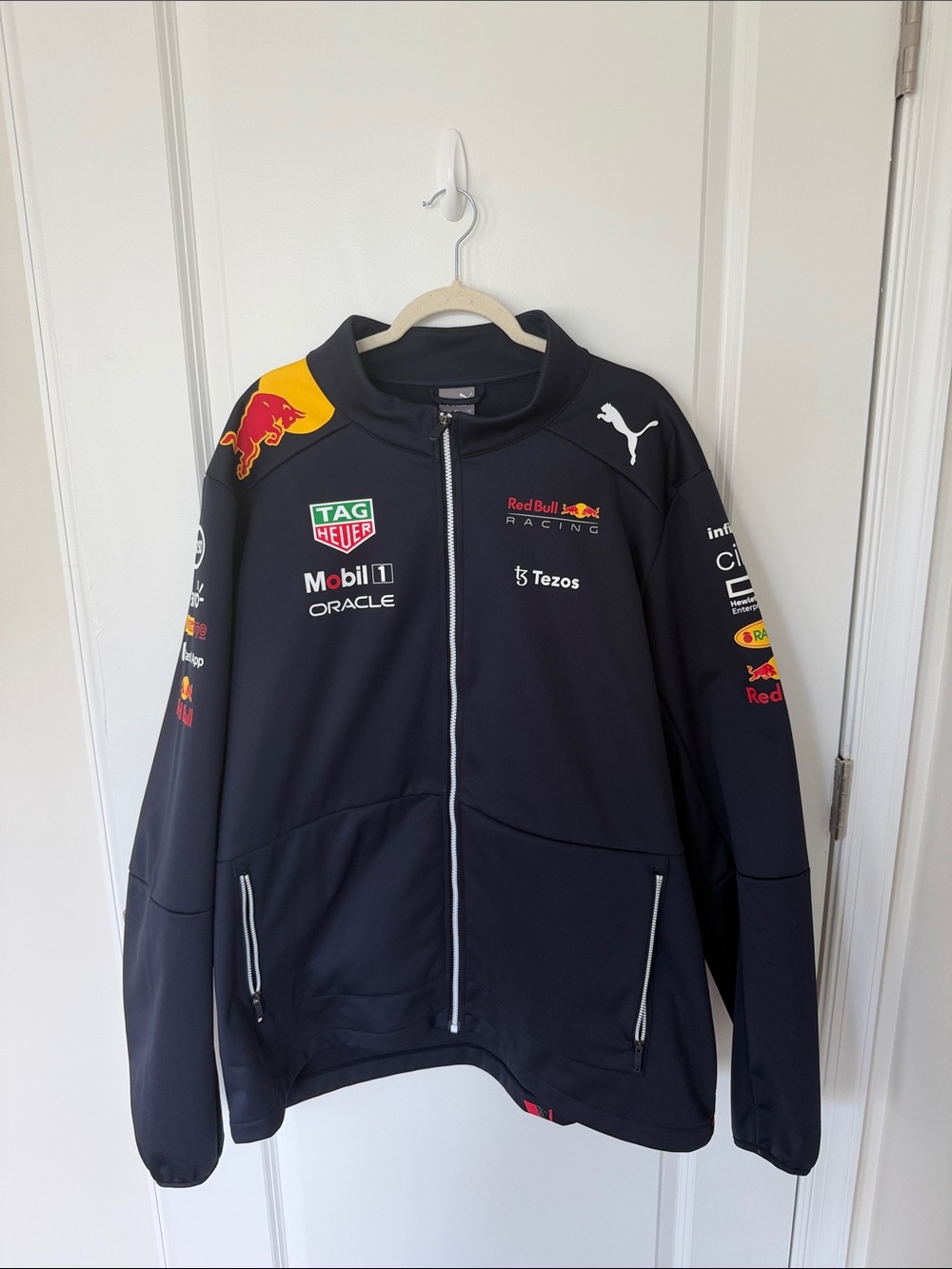 Puma Black Racing Team Jacket with Yellow Shoulder Accent